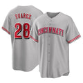 MATTH C.Reds #28 Eugenio Su¡§¡érez Player Gray Home Game Stitched Jerseys