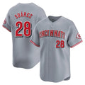 MATTH C.Reds #28 Eugenio Su¡§¡érez Player Gray Home Limited Stitched Jerseys