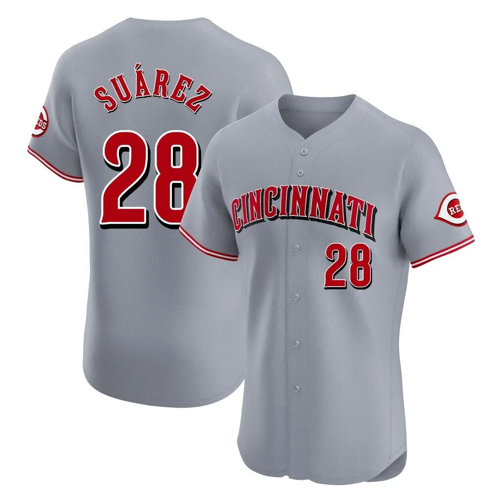 MATTH C.Reds #28 Eugenio Su¡§¡érez Player Gray Limited Elite Home Stitched Jerseys