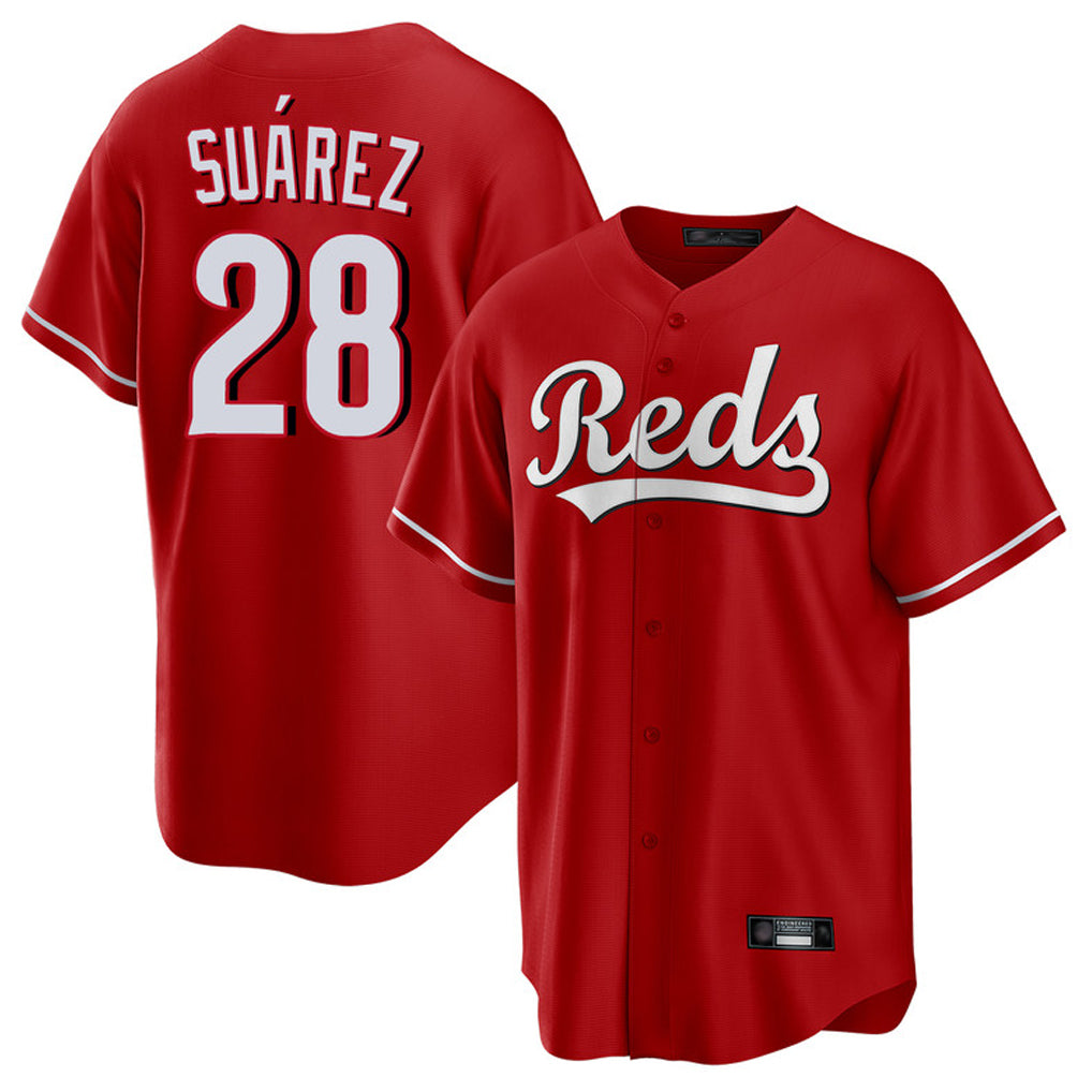 MATTH C.Reds #28 Eugenio Su¡§¡érez Player Red Home Game Stitched Jerseys
