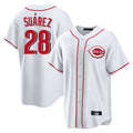 MATTH C.Reds #28 Eugenio Su¡§¡érez Player White Game Home Stitched Jerseys