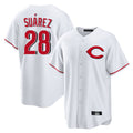 MATTH C.Reds #28 Eugenio Su¡§¡érez Player White Home Game Stitched Jerseys