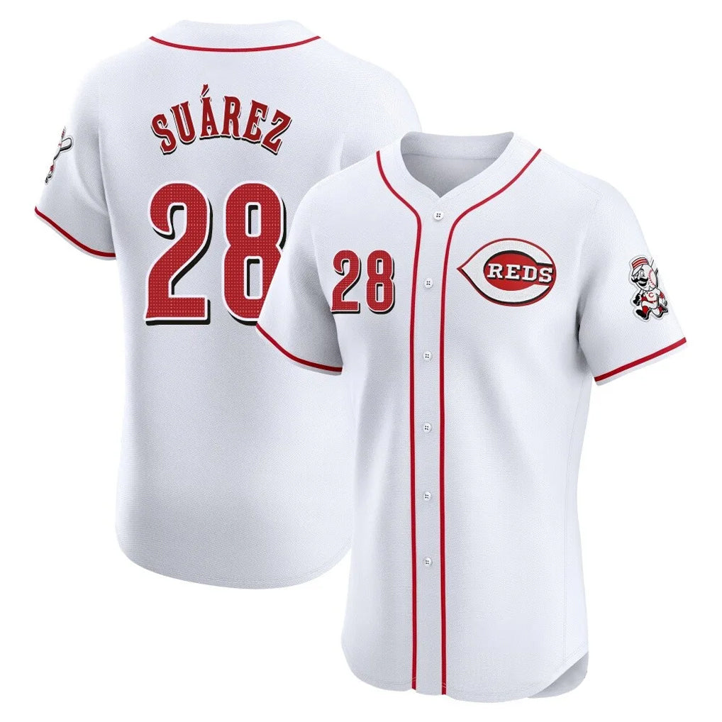 MATTH C.Reds #28 Eugenio Su¡§¡érez Player White Limited Elite Home Stitched Jerseys