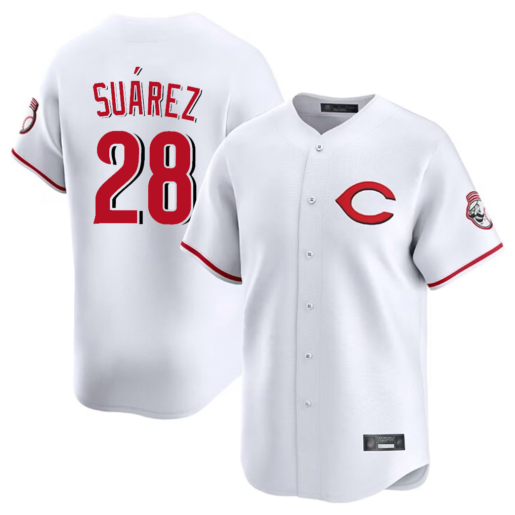 MATTH C.Reds #28 Eugenio Su¡§¡érez Player White Limited Home Stitched Jerseys