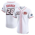 MATTH C.Reds #28 Eugenio Su¡§¡érez Player White Speedway Classic Limited Elite Home Stitched Jerseys