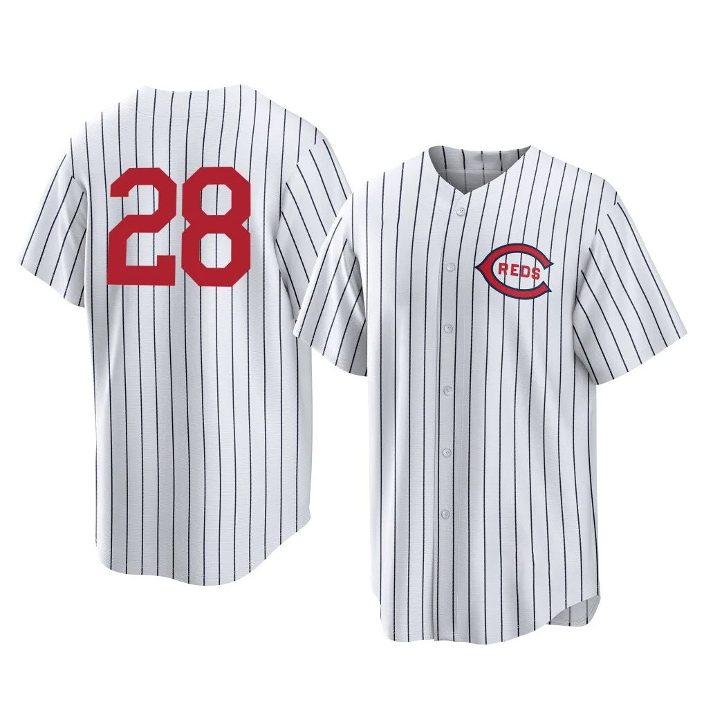 MATTH C.Reds #28 Eugenio Su¡§¡érez Player White Stripe Field of Dreams Game Home Stitched Jerseys