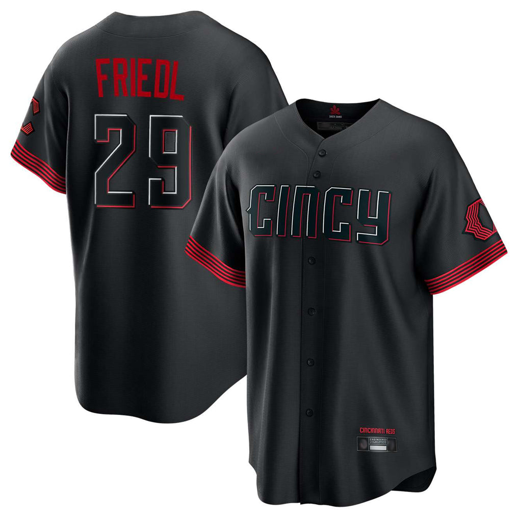 MATTH C.Reds #29 TJ Friedl Player Black City Connect Home Game Stitched Jerseys