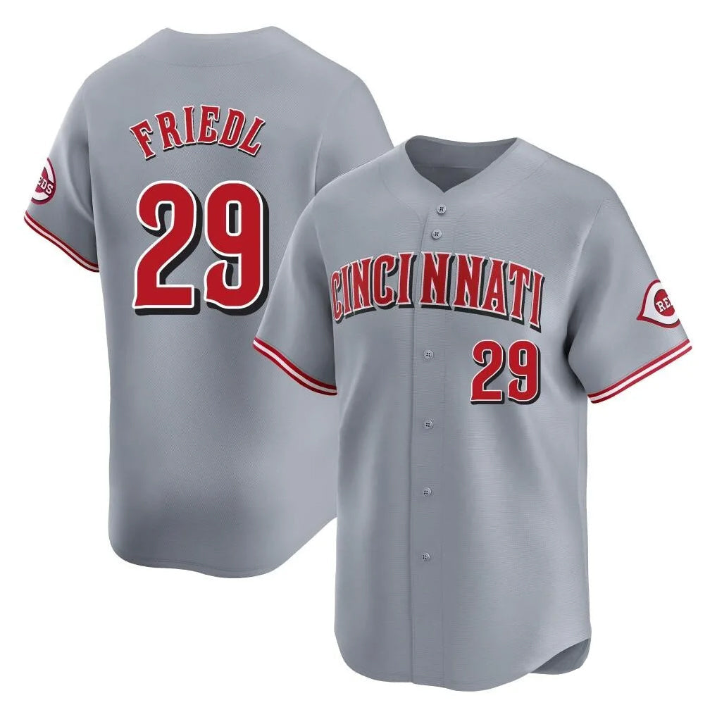 MATTH C.Reds #29 TJ Friedl Player Gray Home Limited Stitched Jerseys