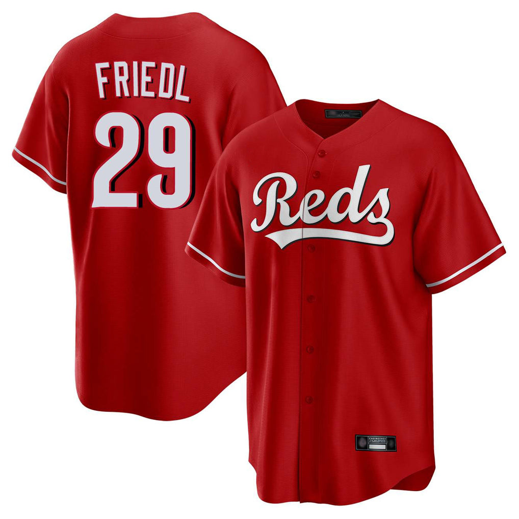 MATTH C.Reds #29 TJ Friedl Player Red Home Game Stitched Jerseys