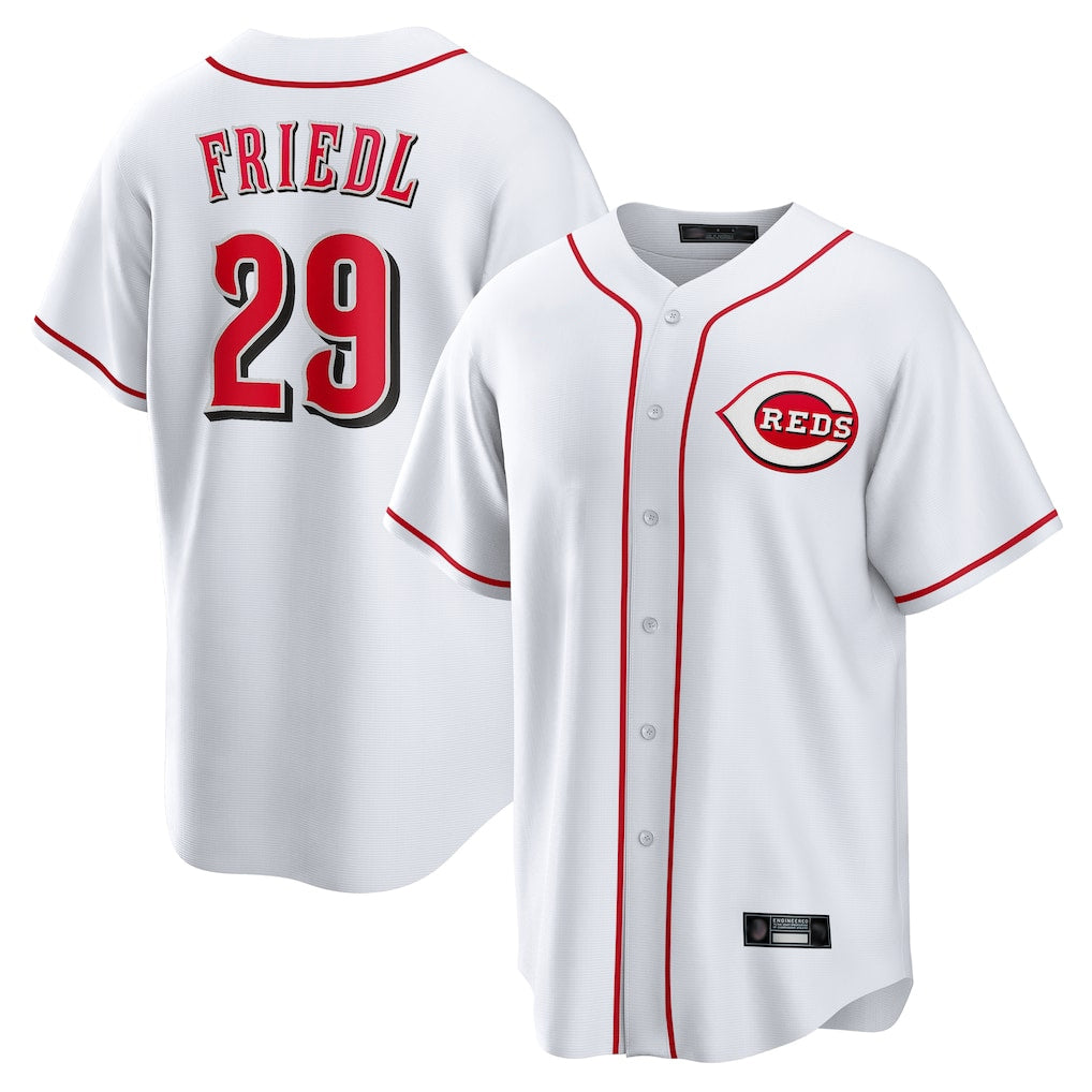 MATTH C.Reds #29 TJ Friedl Player White Game Home Stitched Jerseys