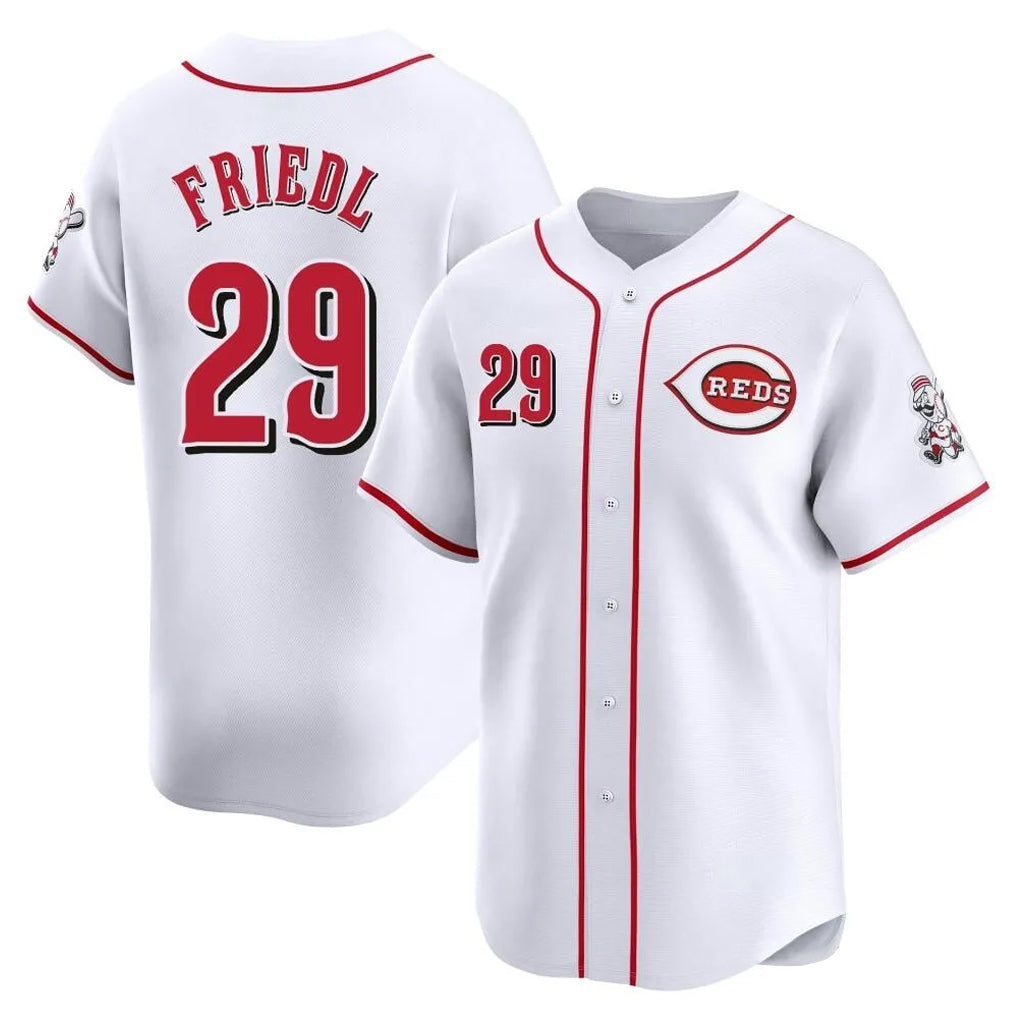 MATTH C.Reds #29 TJ Friedl Player White Home Limited Stitched Jerseys