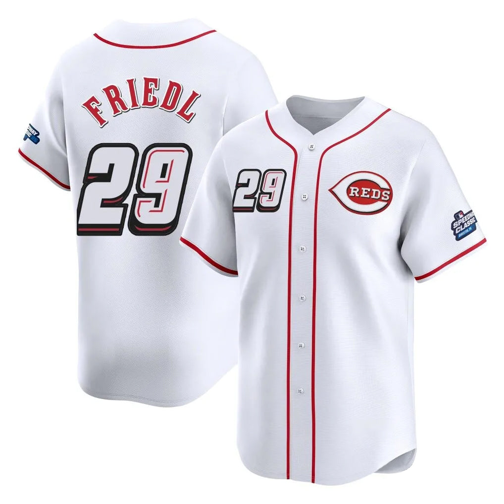 MATTH C.Reds #29 TJ Friedl Player White Speedway Classic Home Limited Stitched Jerseys