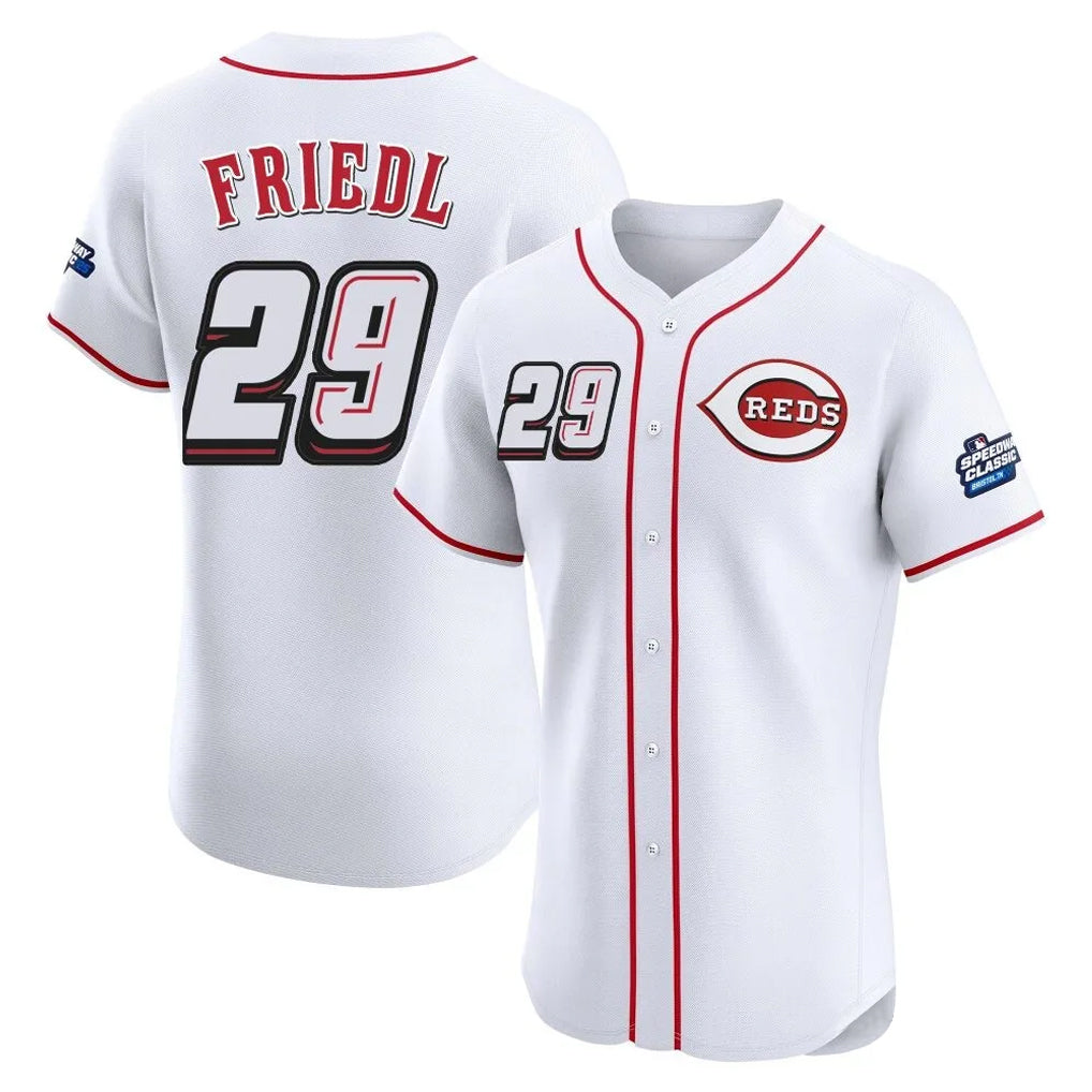 MATTH C.Reds #29 TJ Friedl Player White Speedway Classic Limited Elite Home Stitched Jerseys