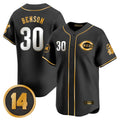 MATTH C.Reds #30 Ken Griffey Player Black-Gold Vapor Premier Limited Home Stitched Jerseys