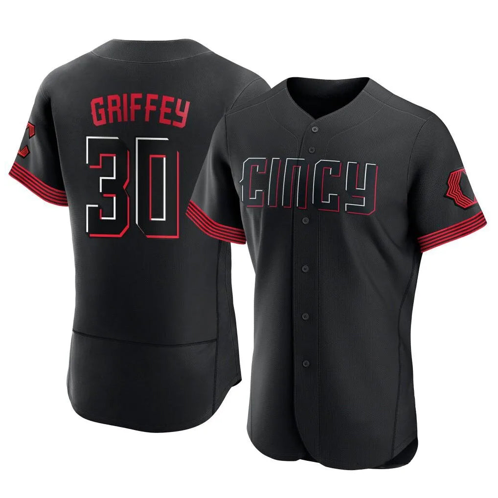 MATTH C.Reds #30 Ken Griffey Player Black City Connect Limited Elite Home Stitched Jerseys