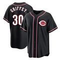 MATTH C.Reds #30 Ken Griffey Player Black Fashion Out Home Game Stitched Jerseys