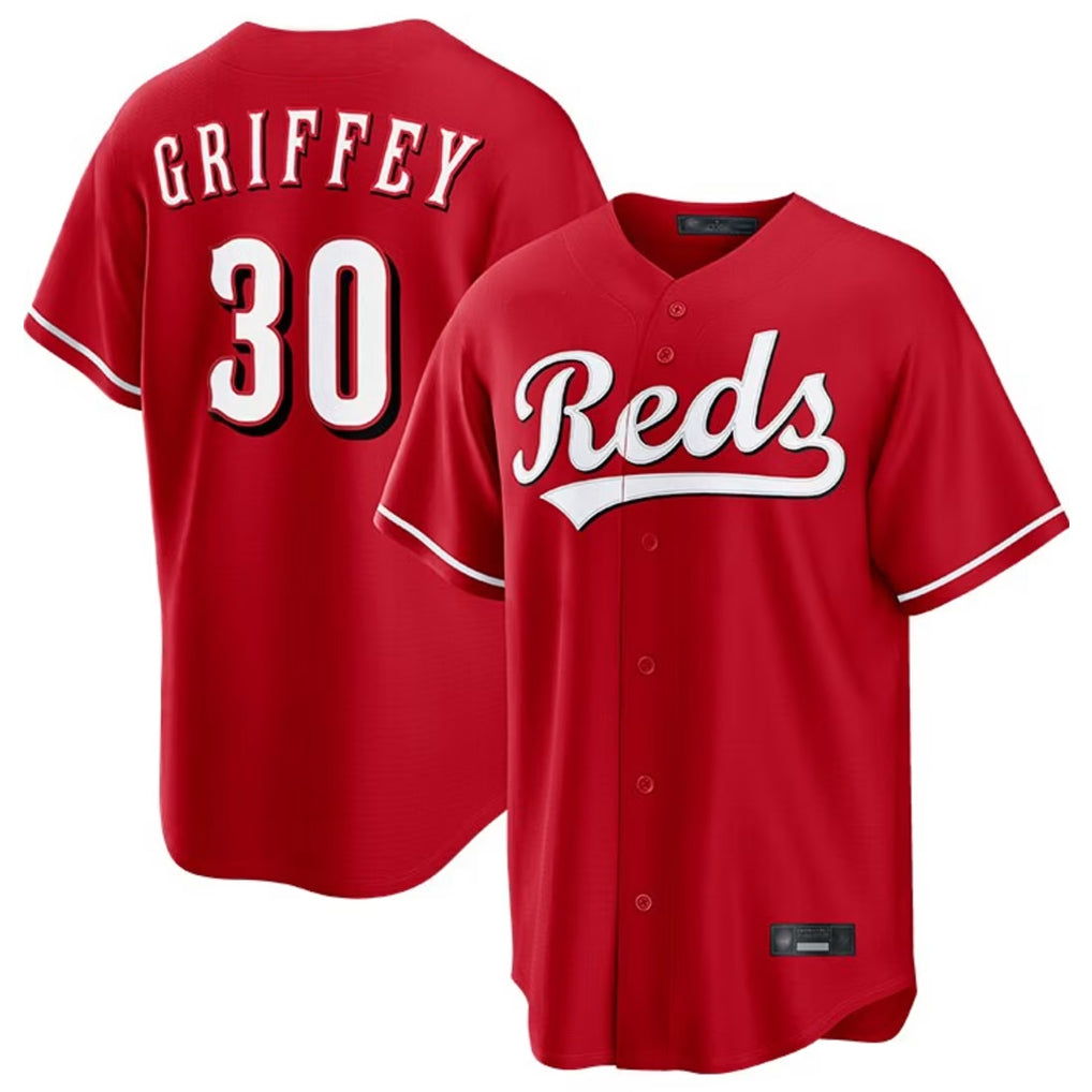 MATTH C.Reds #30 Ken Griffey Player Red Home Game Stitched Jerseys