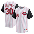 MATTH C.Reds #30 Ken Griffey Player White Black Stripe Field of Dreams Game Home Stitched Jerseys