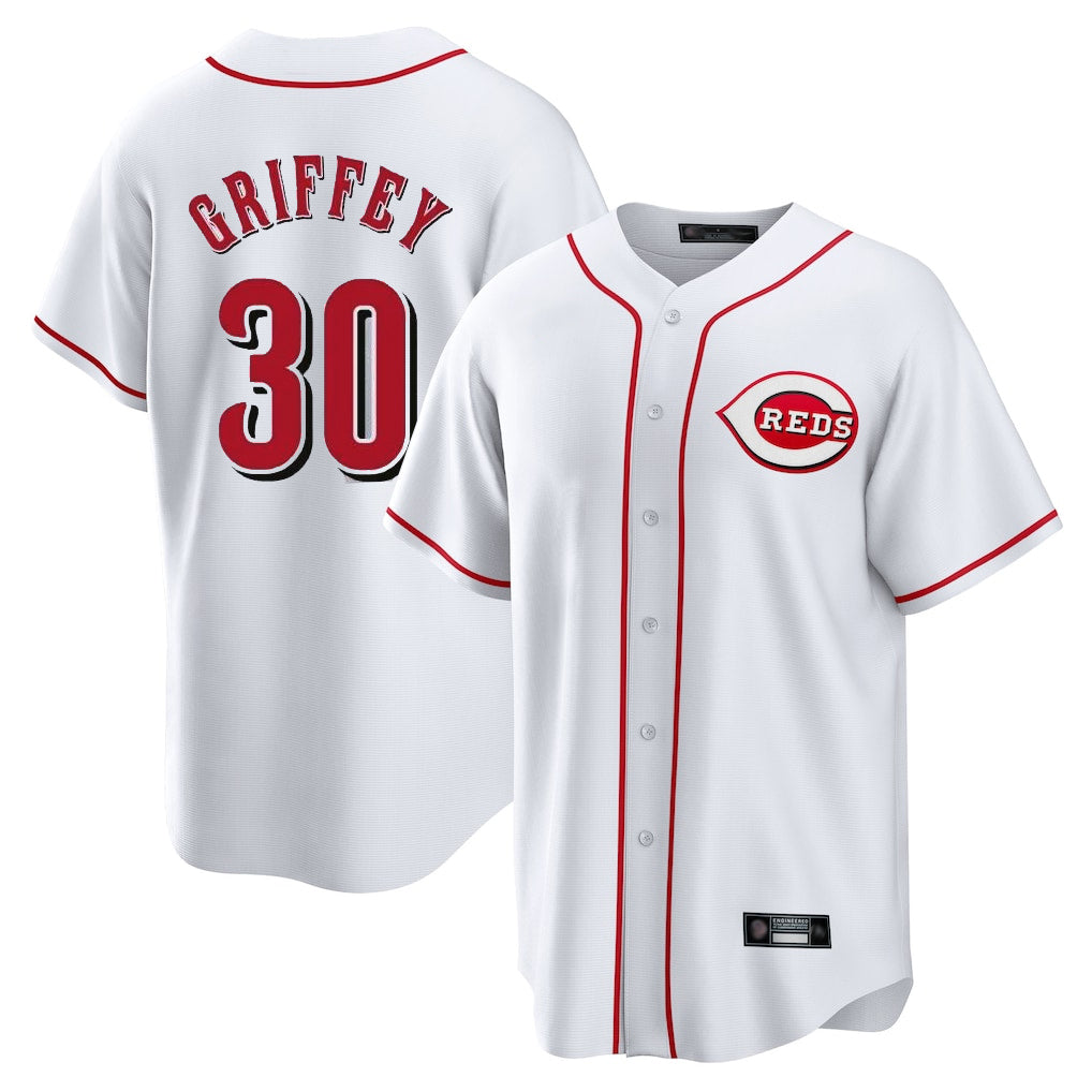 MATTH C.Reds #30 Ken Griffey Player White Game Home Stitched Jerseys