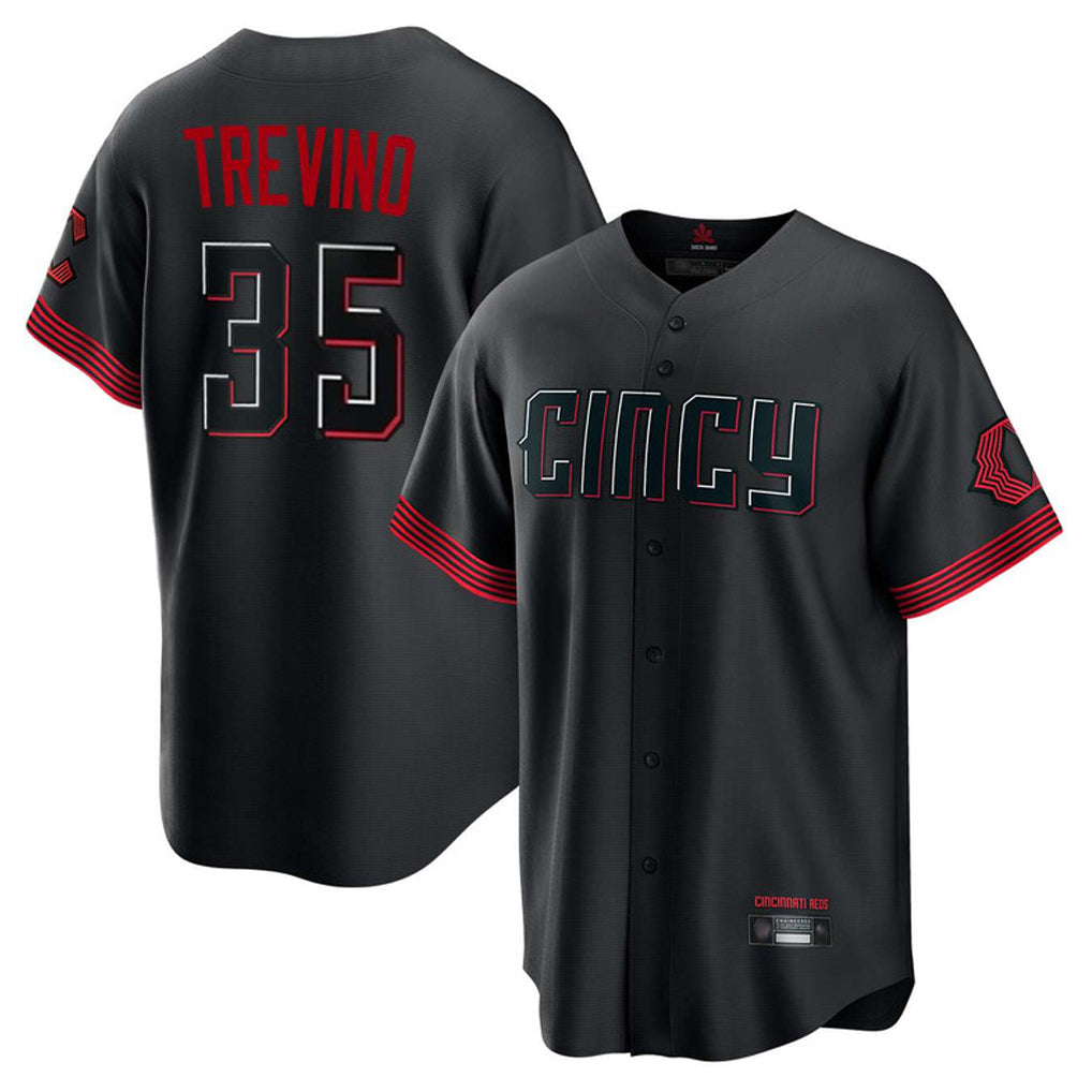 MATTH C.Reds #35 Jose Trevino Player Black City Connect Home Game Stitched Jerseys