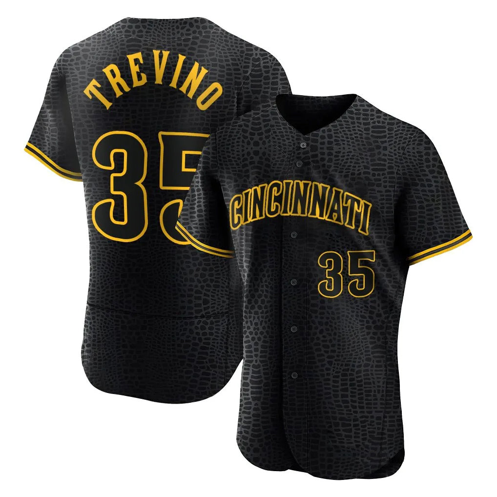 MATTH C.Reds #35 Jose Trevino Player Black Snake Skin City Limited Elite Home Stitched Jerseys