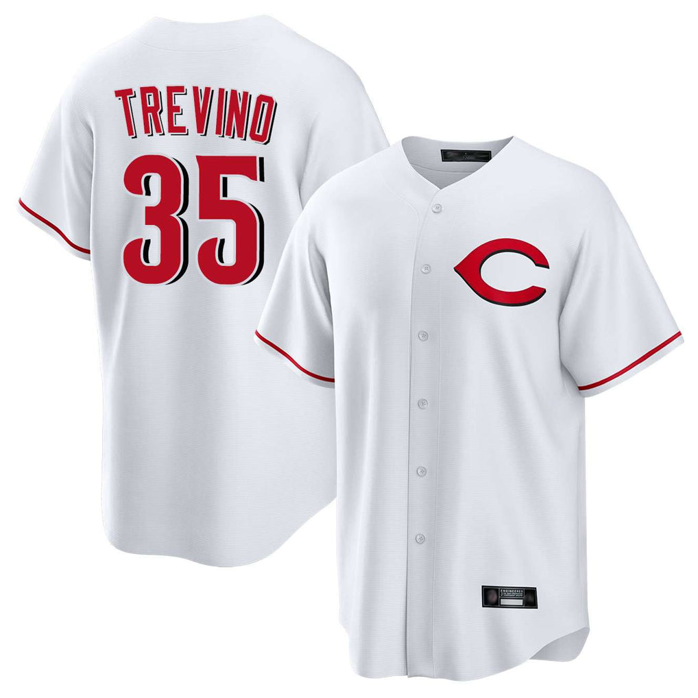 MATTH C.Reds #35 Jose Trevino Player White Home Game Stitched Jerseys