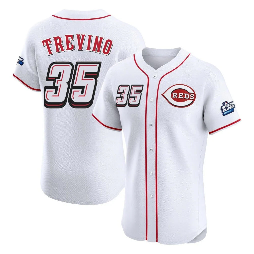 MATTH C.Reds #35 Jose Trevino Player White Speedway Classic Limited Elite Home Stitched Jerseys