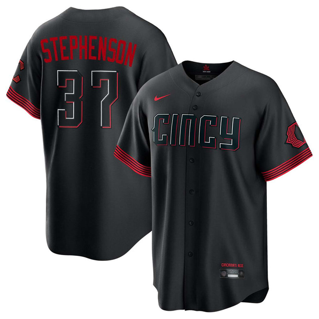 MATTH C.Reds #37 Tyler Stephenson Player Black City Connect Home Game Stitched Jerseys