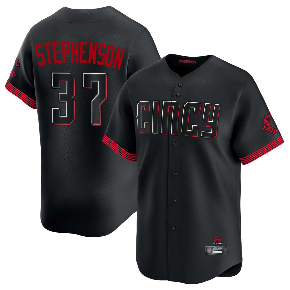 MATTH C.Reds #37 Tyler Stephenson Player Black City Connect Home Limited Stitched Jerseys