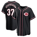 MATTH C.Reds #37 Tyler Stephenson Player Black Fashion Out Home Game Stitched Jerseys