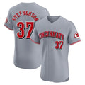 MATTH C.Reds #37 Tyler Stephenson Player Gray Limited Elite Home Stitched Jerseys