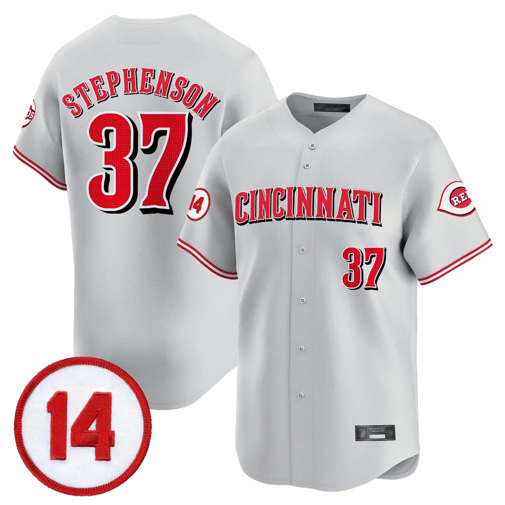 MATTH C.Reds #37 Tyler Stephenson Player Gray Vapor Premier Limited Home Stitched Jerseys