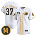 MATTH C.Reds #37 Tyler Stephenson Player White-Gold Vapor Premier Limited Home Stitched Jerseys