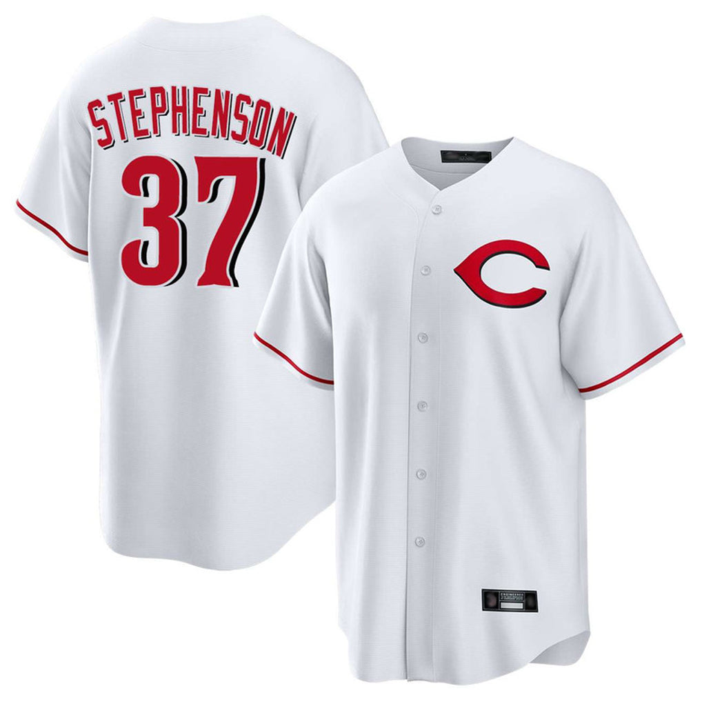 MATTH C.Reds #37 Tyler Stephenson Player White Home Game Stitched Jerseys