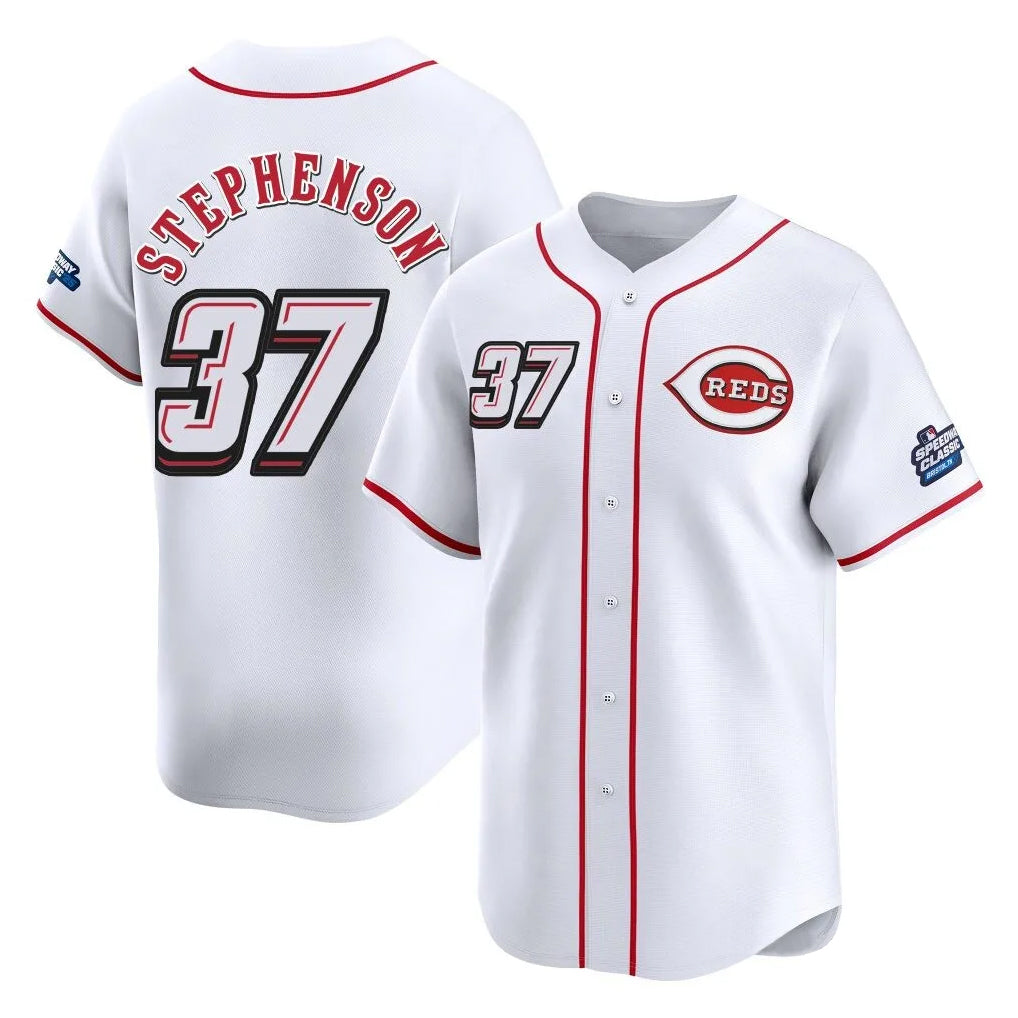 MATTH C.Reds #37 Tyler Stephenson Player White Speedway Classic Home Limited Stitched Jerseys