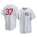 MATTH C.Reds #37 Tyler Stephenson Player White Stripe Field of Dreams Game Home Stitched Jerseys