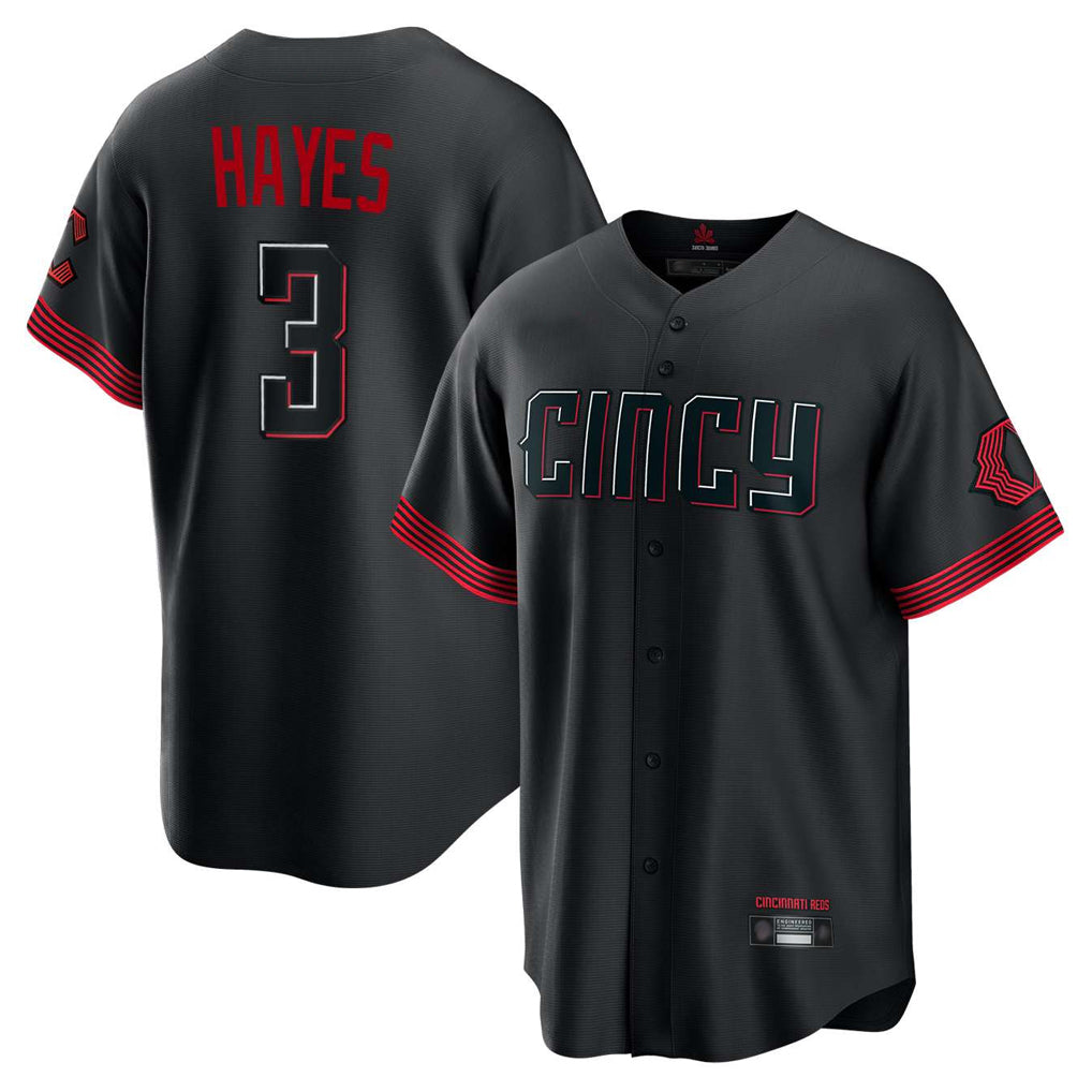 MATTH C.Reds #3 Ke'Bryan Hayes Player Black City Connect Home Game Stitched Jerseys