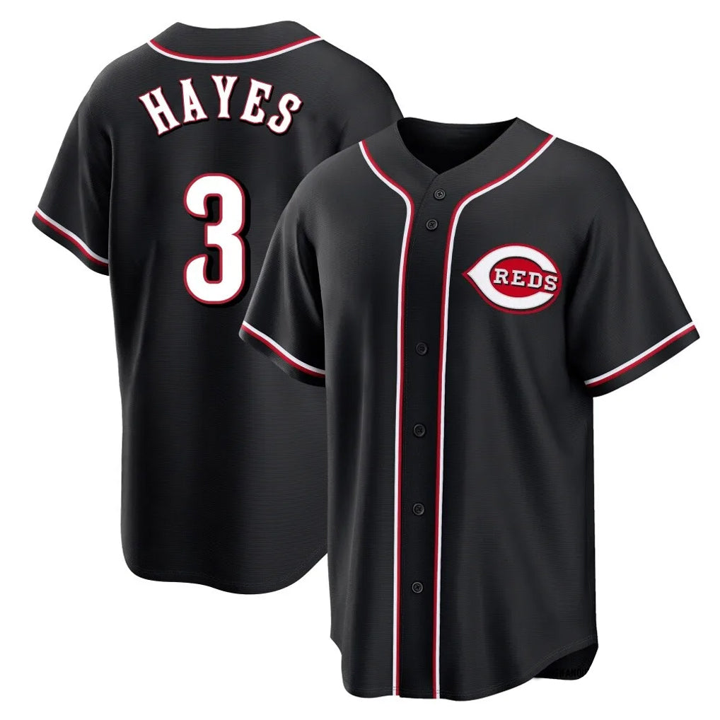 MATTH C.Reds #3 Ke'Bryan Hayes Player Black Fashion Out Home Game Stitched Jerseys