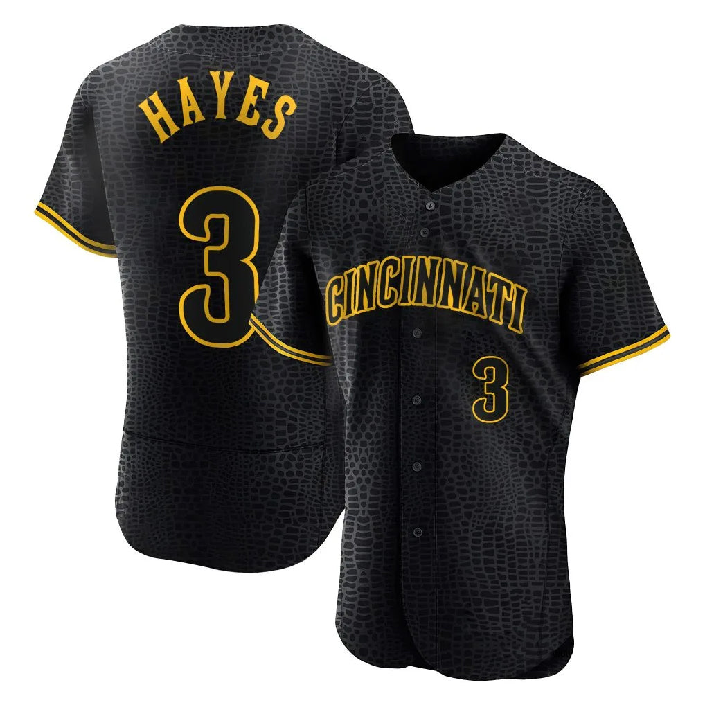 MATTH C.Reds #3 Ke'Bryan Hayes Player Black Snake Skin City Limited Elite Home Stitched Jerseys