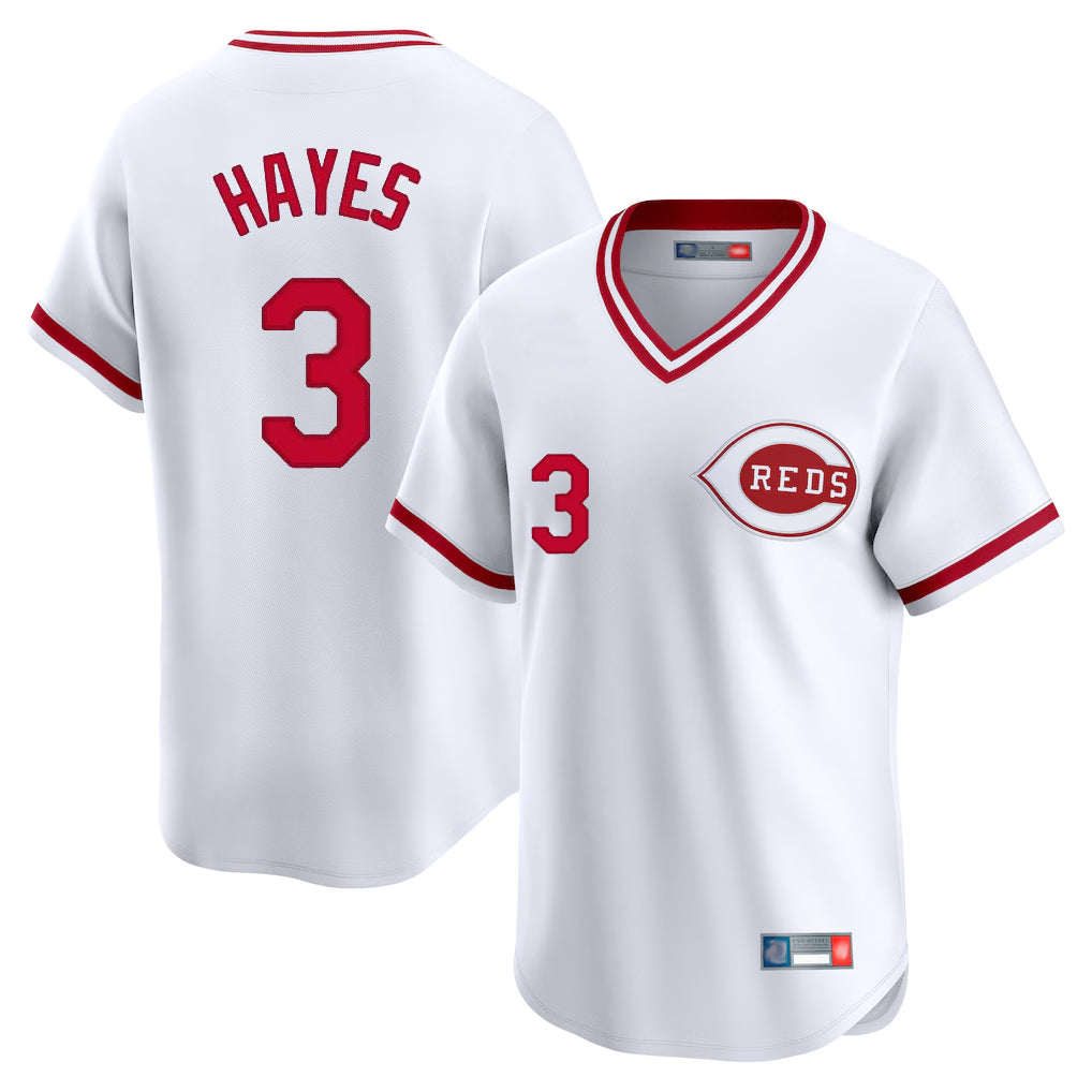MATTH C.Reds #3 Ke'Bryan Hayes Player White Cooperstown Collection Limited T-shirt Home Stitched Jerseys