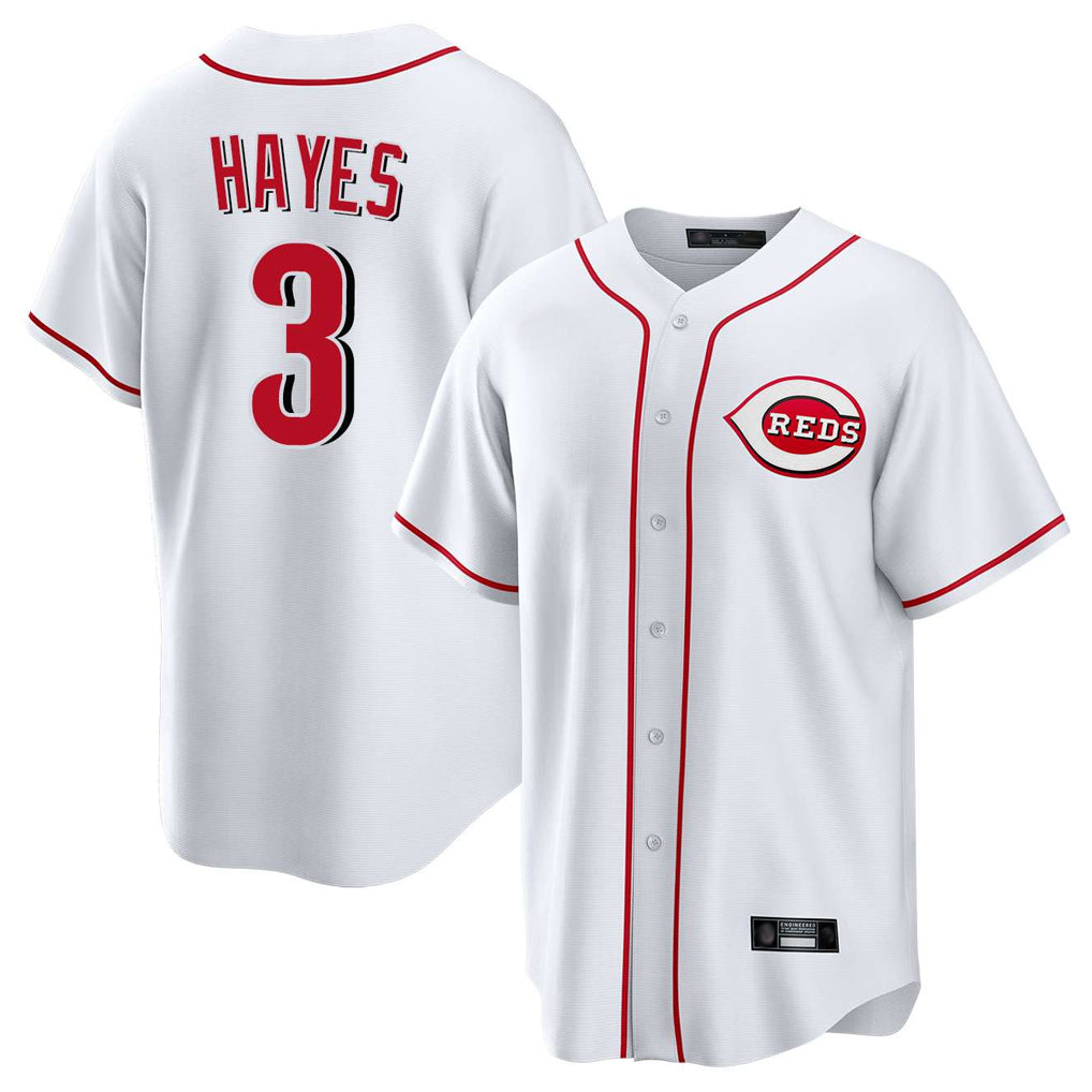 MATTH C.Reds #3 Ke'Bryan Hayes Player White Game Home Stitched Jerseys