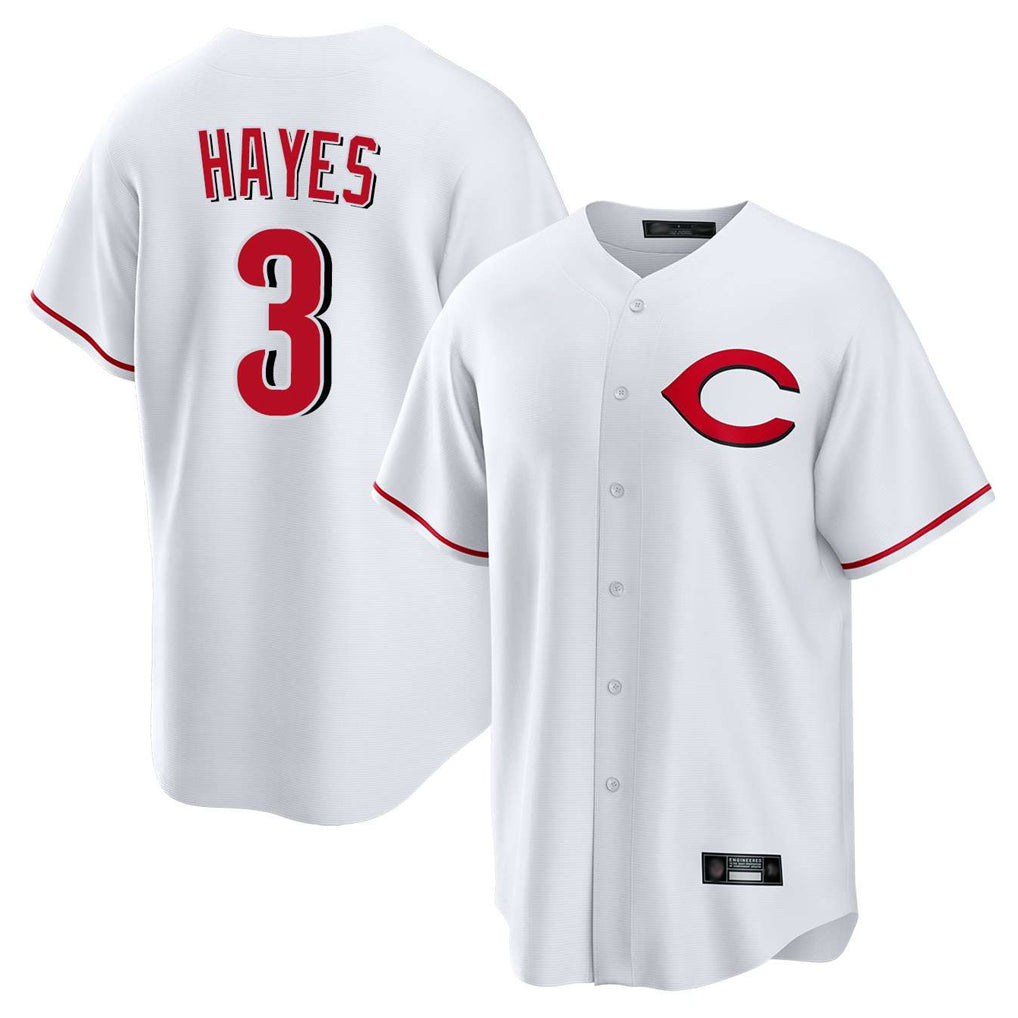 MATTH C.Reds #3 Ke'Bryan Hayes Player White Home Game Stitched Jerseys
