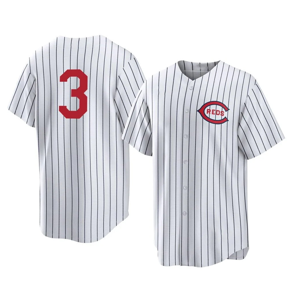 MATTH C.Reds #3 Ke'Bryan Hayes Player White Stripe Field of Dreams Game Home Stitched Jerseys