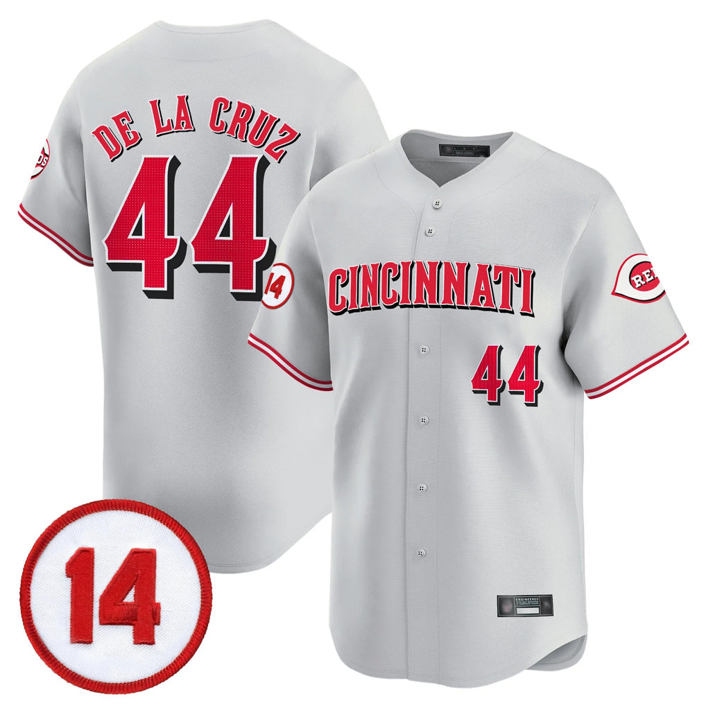 MATTH C.Reds #44 Elly De La Cruz Player Gray Vapor Premier Limited Home Stitched Jerseys
