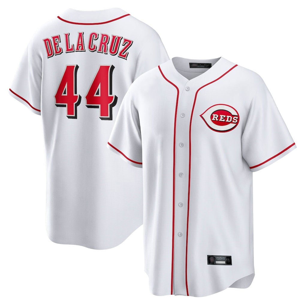 MATTH C.Reds #44 Elly De La Cruz Player White Game Home Stitched Jerseys