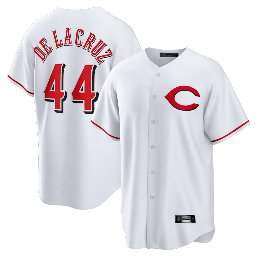 MATTH C.Reds #44 Elly De La Cruz Player White Home Game Stitched Jerseys