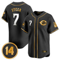 MATTH C.Reds #7 Spencer Steer Player Black-Gold Vapor Premier Limited Home Stitched Jerseys