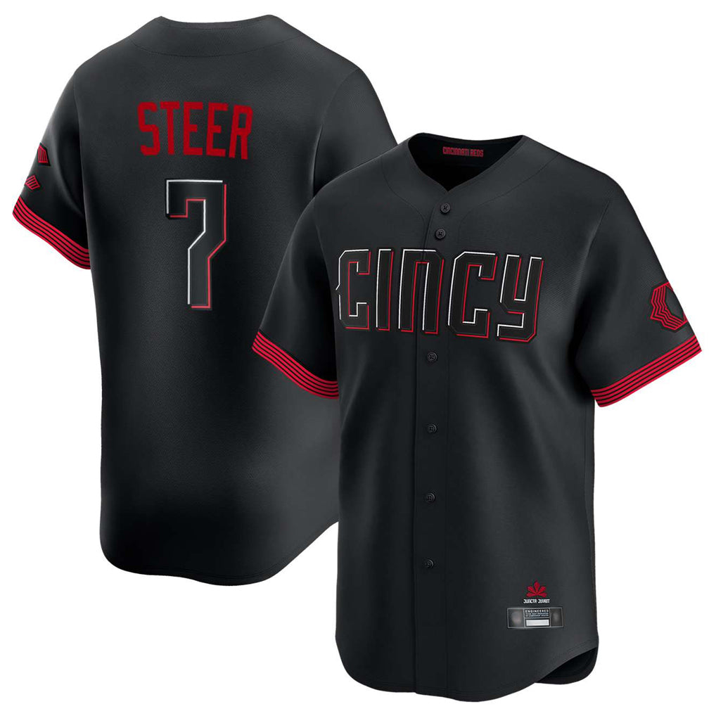 MATTH C.Reds #7 Spencer Steer Player Black City Connect Home Limited Stitched Jerseys