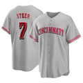 MATTH C.Reds #7 Spencer Steer Player Gray Home Game Stitched Jerseys