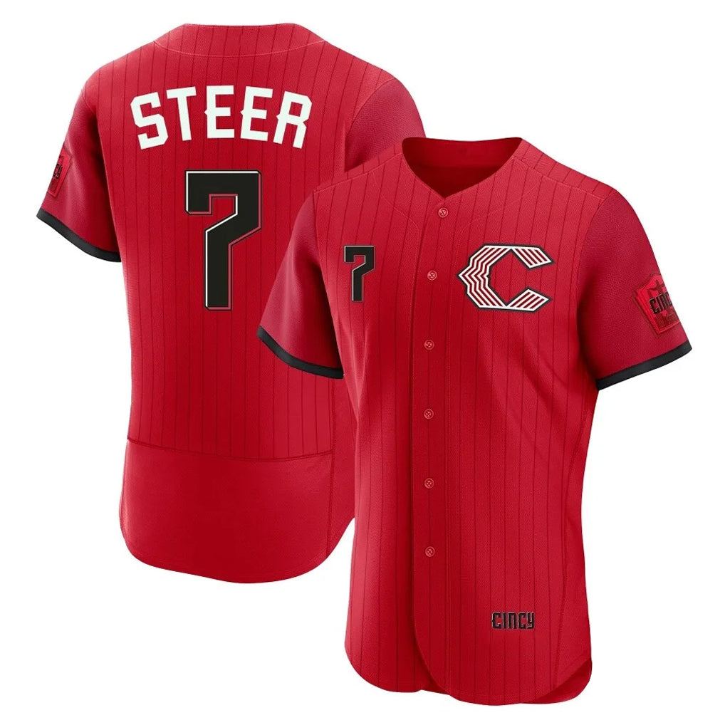 MATTH C.Reds #7 Spencer Steer Player Red 2026 City Connect Limited Elite Home Stitched Jerseys